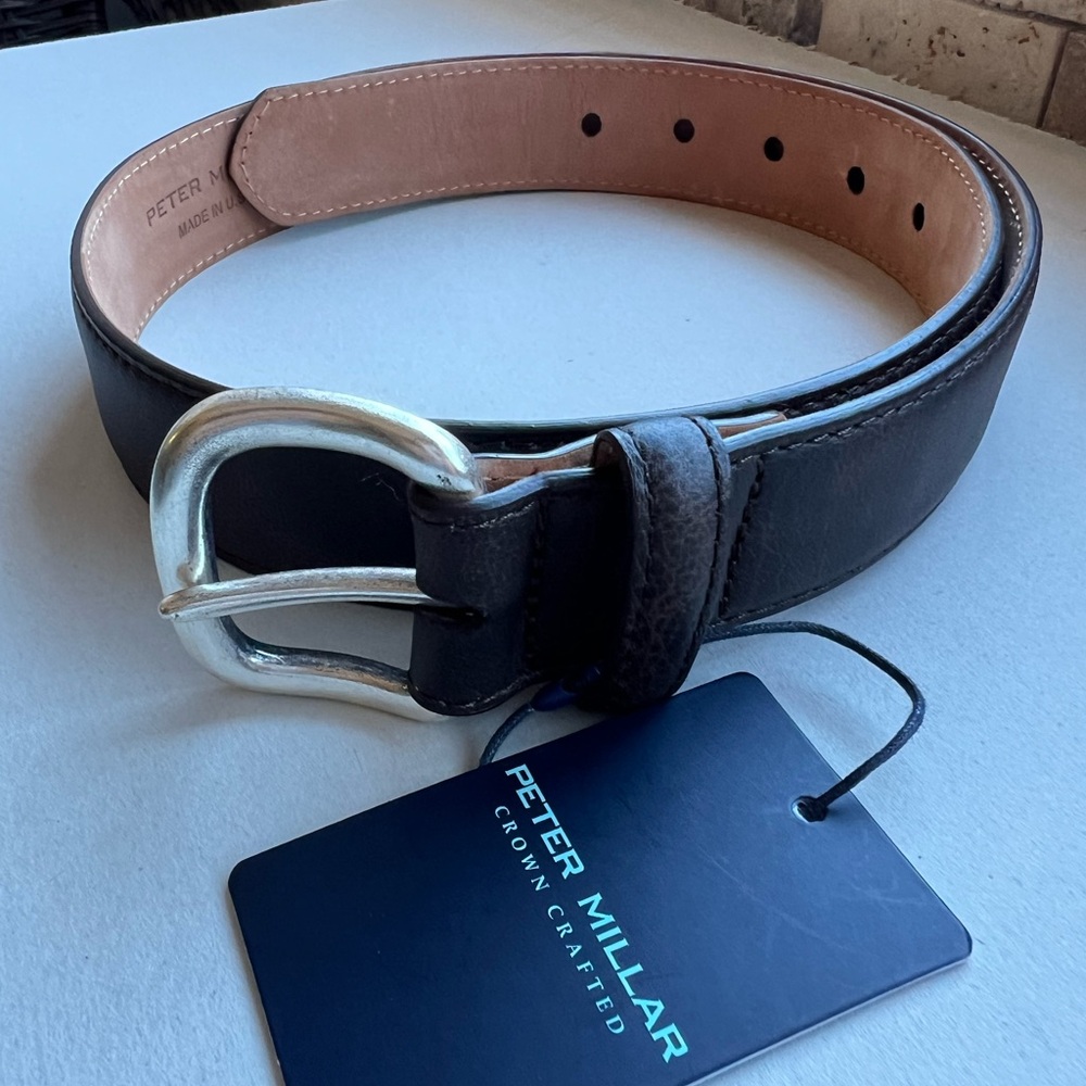 Peter Millar Dark Brown Leather Belt